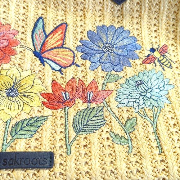 Sakroots Boho Spring Butterfly Floral Woven Jute Tote Shoulder Bag - Picture 8 of 8